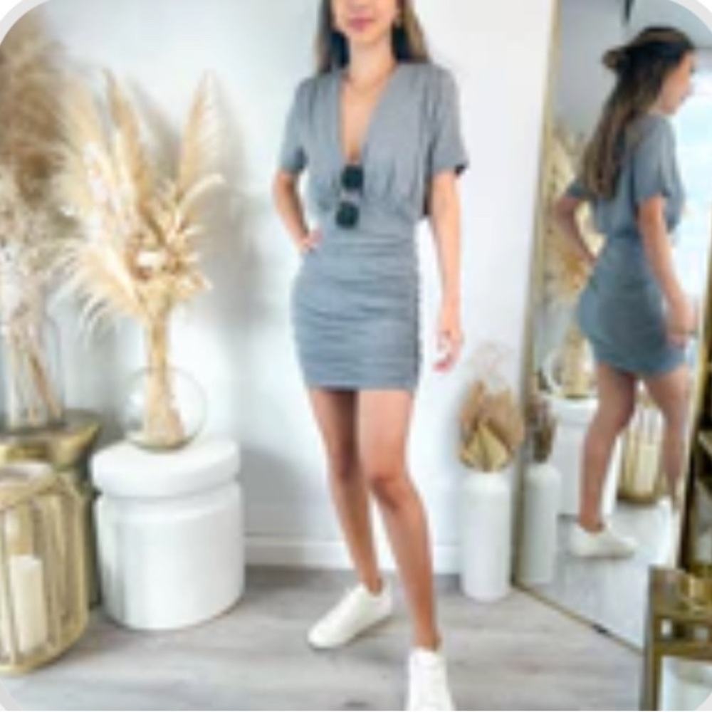 Monrow Gray Ruched Bodycon Mini Dress - Picture 4 of 4